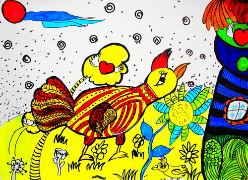 母鸡萝丝的幸福生活/少儿绘画作品/儿童画/网络美术馆
