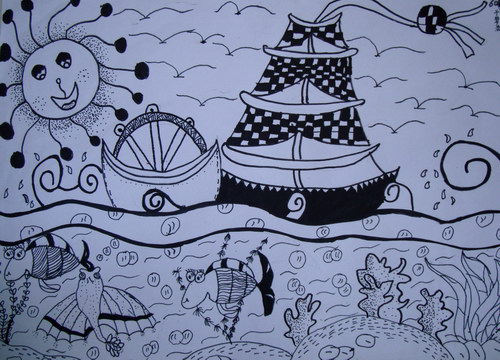 海上风景/少儿绘画作品/儿童画/网络美术馆_中国少儿美术教育网