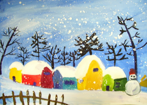 雪景/少儿绘画作品/儿童画/网络美术馆_中国少儿美术