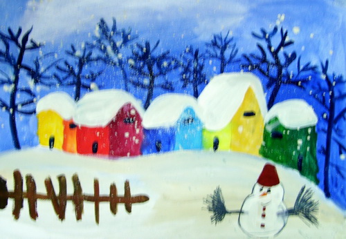 雪景/少儿绘画作品/儿童画/网络美术馆_中国少儿美术