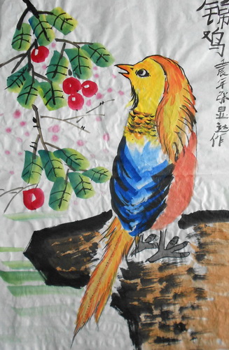 锦鸡/少儿绘画作品/儿童画/网络美术馆_中国少儿美术教育网