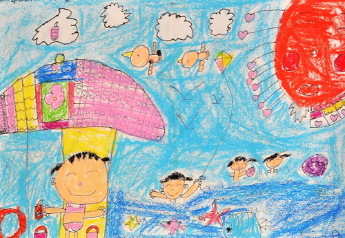 快乐的暑假/少儿绘画作品/儿童画/网络美术馆_中国