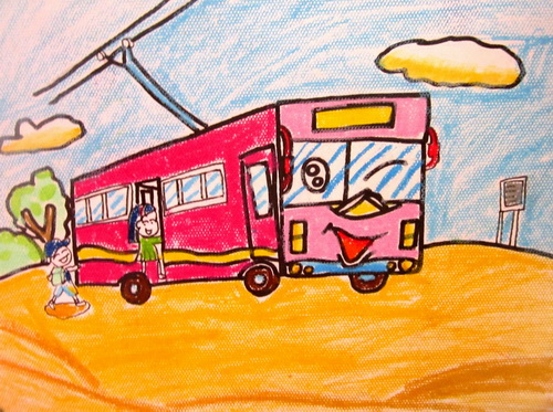 公交车/少儿绘画作品/儿童画/网络美术馆_中国少儿美术教育网