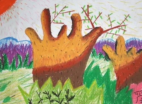 《秋天的大树》/少儿绘画作品/儿童画/网络美术馆