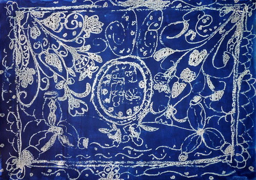 《蓝印花布》/少儿绘画作品/儿童画/网络美术馆_中国
