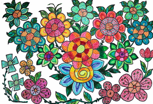 《花儿》/少儿绘画作品/儿童画/网络美术馆_中国少儿美术教育网