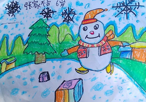 下雪了/少儿绘画作品/儿童画/网络美术馆_中国少儿