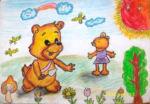 挖野菜/少儿绘画作品/儿童画/网络美术馆_中国少儿美术教育网