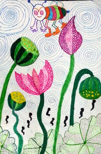 荷花/少儿绘画作品/儿童画/网络美术馆_中国少儿美术教育网