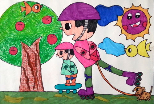 滑轮小子/少儿绘画作品/儿童画/网络美术馆_中国少儿美术教育网