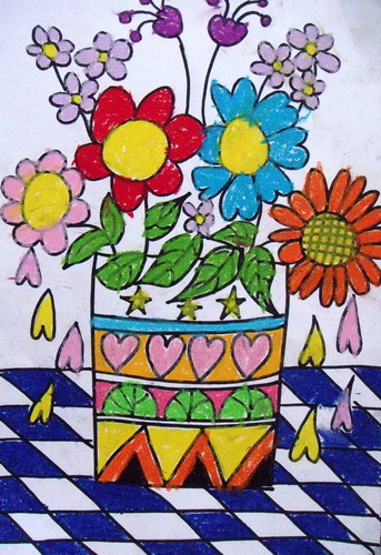 《花瓶里的花》/少儿绘画作品/儿童画/网络美术馆