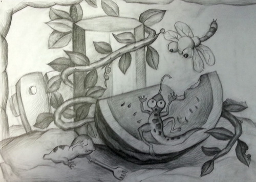 趣味素描/少儿绘画作品/儿童画/网络美术馆
