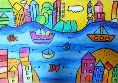 《大海的城市》/少儿绘画作品/儿童画/网络美术馆