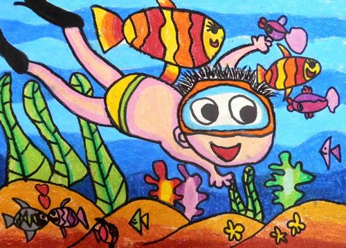 《海底探险》/少儿绘画作品/儿童画/网络美术馆_中国