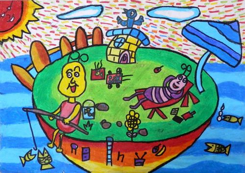 《蚂蚁的假期》/少儿绘画作品/儿童画/网络美术馆_中国少儿美术教育网