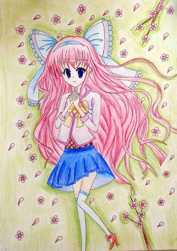 少女》/少儿绘画作品/儿童画/网络美术馆_中国