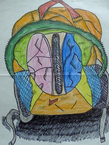 《五彩书包》/少儿绘画作品/儿童画/网络美术馆_中国少儿美术教育网