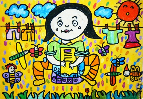 妈妈洗衣服/少儿绘画作品/儿童画/网络美术馆_中国