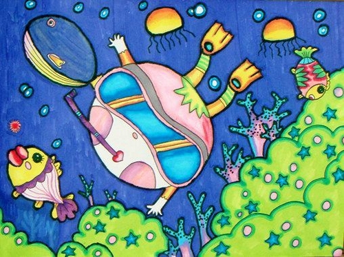 海底世界/少儿绘画作品/儿童画/网络美术馆_中国少儿美术教育网