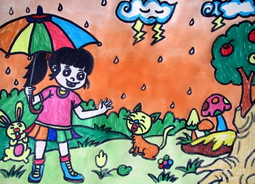 下雨天/少儿绘画作品/儿童画/网络美术馆_中国少儿美术教育网
