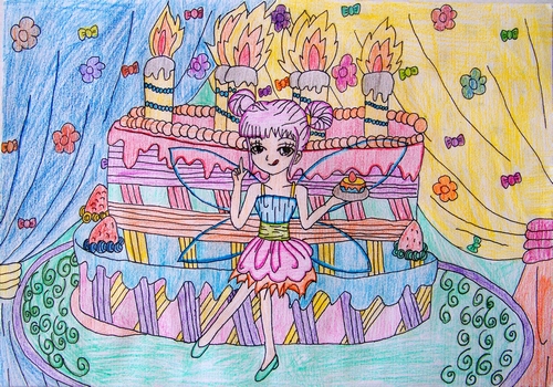 生日蛋糕/少儿绘画作品/儿童画/网络美术馆_中国少儿美术教育网