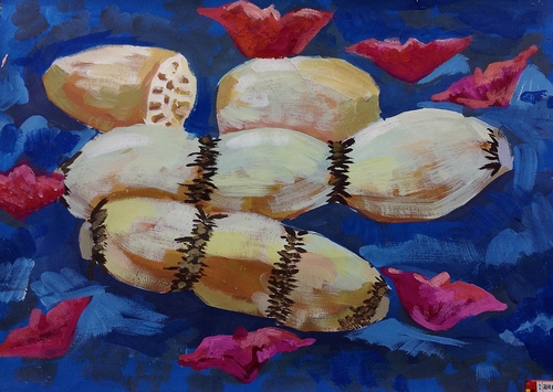 《莲藕与菱角》/少儿绘画作品/儿童画/网络美术馆_中国少儿美术教育网
