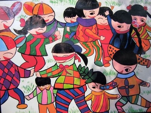 《快乐的一天》/少儿绘画作品/儿童画/网络美术馆