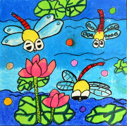 蜻蜓点水/少儿绘画作品/儿童画/网络美术馆_中国少儿美术教育网