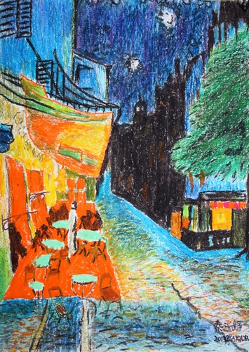 夜晚的咖啡馆/少儿绘画作品/儿童画/网络美术馆_中国少儿美术教育网