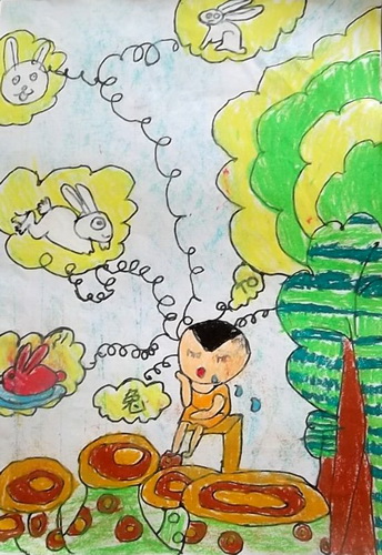 守株待兔/少儿绘画作品/儿童画/网络美术馆_中国少儿