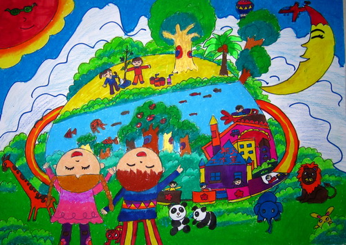 美好的家园/少儿绘画作品/儿童画/网络美术馆_中国
