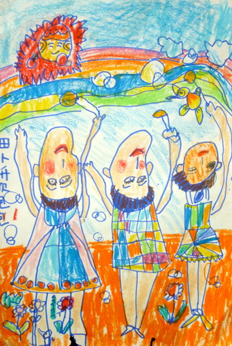 吹泡泡/少儿绘画作品/儿童画/网络美术馆_中国少儿美术教育网