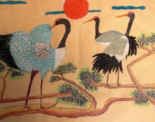 松鹤延年/少儿绘画作品/儿童画/网络美术馆_中国少儿美术教育网
