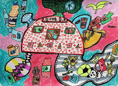 废物变宝车/少儿绘画作品/儿童画/网络美术馆_中国