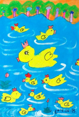 小鸭子/少儿绘画作品/儿童画/网络美术馆_中国少儿