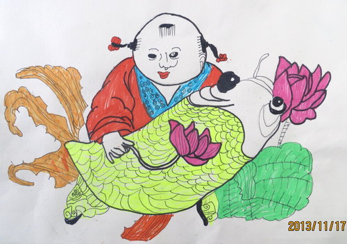 《连年有余》/少儿绘画作品/儿童画/网络美术馆_中国