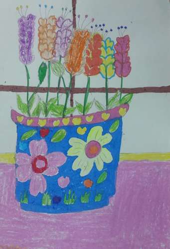 漂亮的花盆/少儿绘画作品/儿童画/网络美术馆_中国
