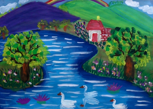 《夏天的风景》/少儿绘画作品/儿童画/网络美术馆