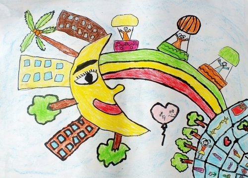 少儿书画作品-《地球是我家》/儿童书画作品《地球是我家》欣赏_中国