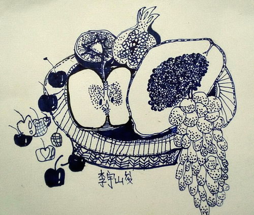少儿书画作品-《水果盘》/儿童书画作品《水果盘》欣赏_中国少儿美术