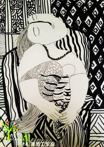 毕加索的《梦》作者姓名 刘威彤作者年龄:8岁作品类别 线描装饰画奖