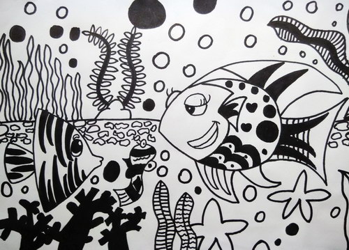 少儿书画作品-《海底世界》/儿童书画作品《海底世界》欣赏_中国少儿