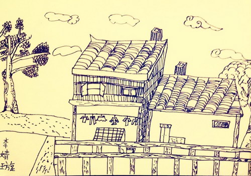 少儿书画作品-吊脚楼/儿童书画作品吊脚楼欣赏_中国少儿美术教育网