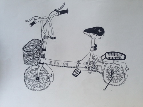 少儿书画作品-自行车写生/儿童书画作品自行车写生