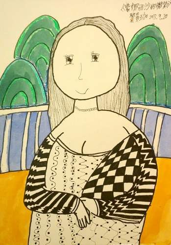 少儿书画作品-《我眼里的蒙娜丽莎》/儿童书画作品