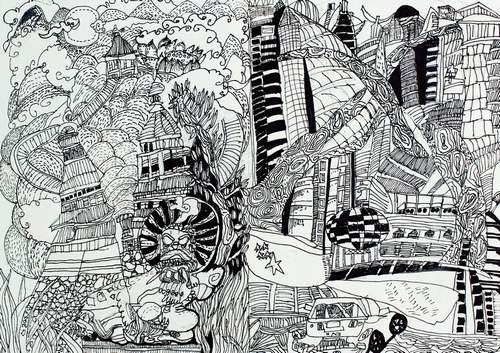 主页 网络美术馆  作品名称:《城市》 作者姓名: 孙富鑫 作者年龄:8岁