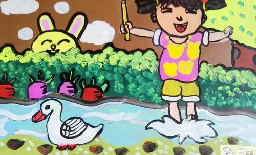 少儿书画作品-赶鸭子/儿童书画作品赶鸭子欣赏_中国少儿美术教育网
