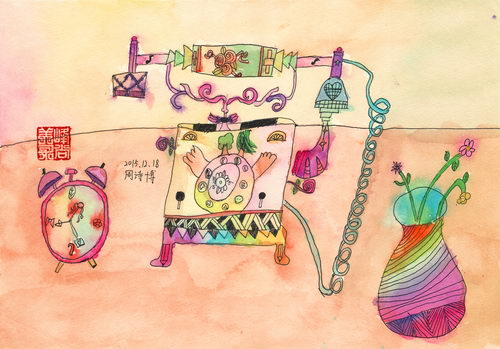 未来的电话儿童画