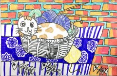 《竹篮里的小猫》