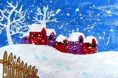 《雪中村庄》